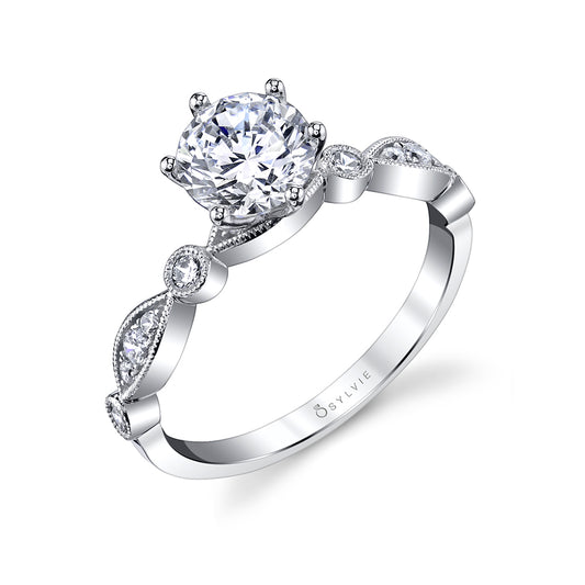 Sylvie Round Cut Modern Vintage Stackable Engagement Ring – Charmánt