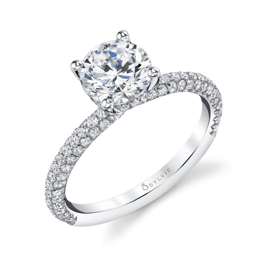 Sylvie Round Cut Classic Pavé Engagement Ring - Jayla