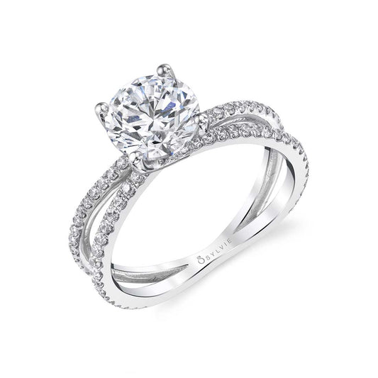 Sylvie Round Cut Split Band Engagement Ring – Guiliana