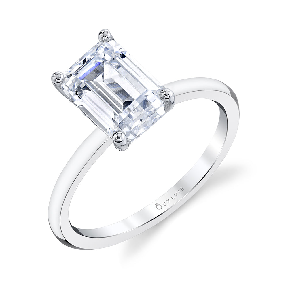 Sylvie Emerald Cut Solitaire Engagement Ring - Dominique