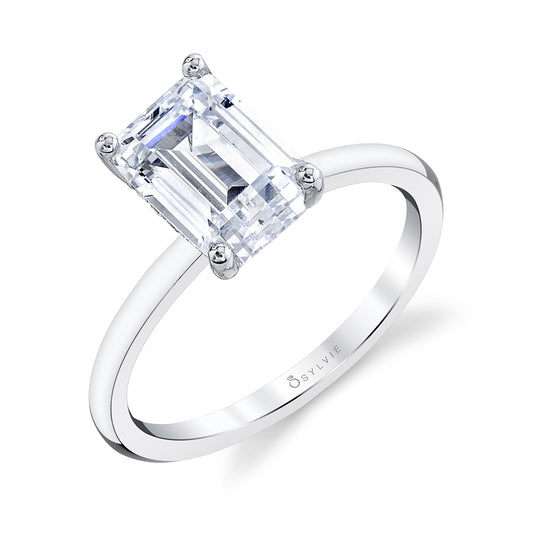 Sylvie Emerald Cut Solitaire Engagement Ring - Dominique