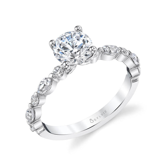 Sylvie Round Cut Unique Engagement Ring - Felicity