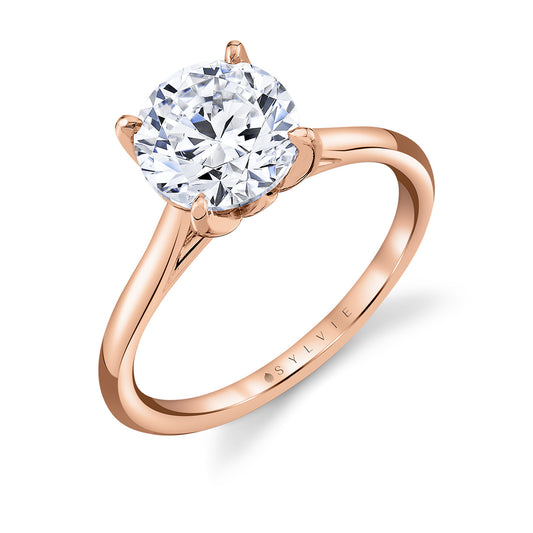 Sylvie Tulira Solitaire Engagement Ring with Petal Prongs and a Peek-a-boo Diamond - Billie