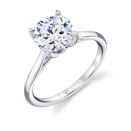 Sylvie Tulira Solitaire Engagement Ring with Petal Prongs and a Peek-a-boo Diamond - Billie