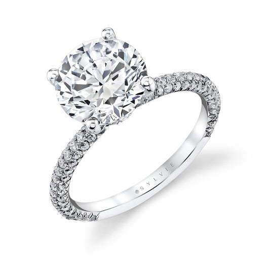 Sylvie Round Cut Pavé Engagement Ring with Diamond Collar - Evanthe
