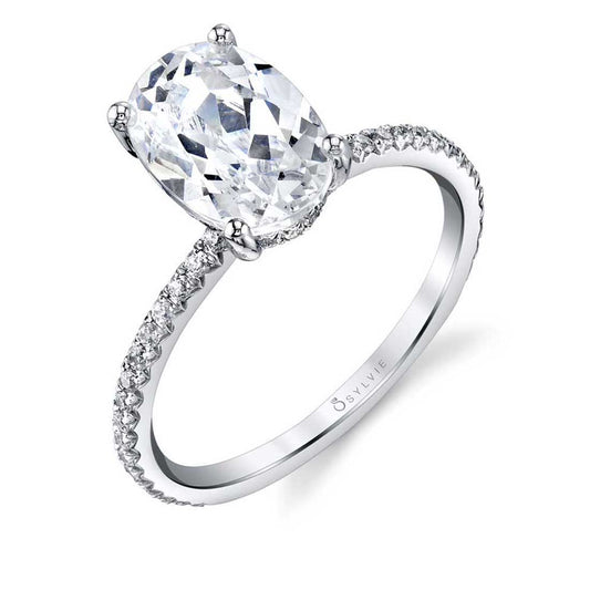 Sylvie Oval Cut Classic Hidden Halo Engagement Ring - Blythe