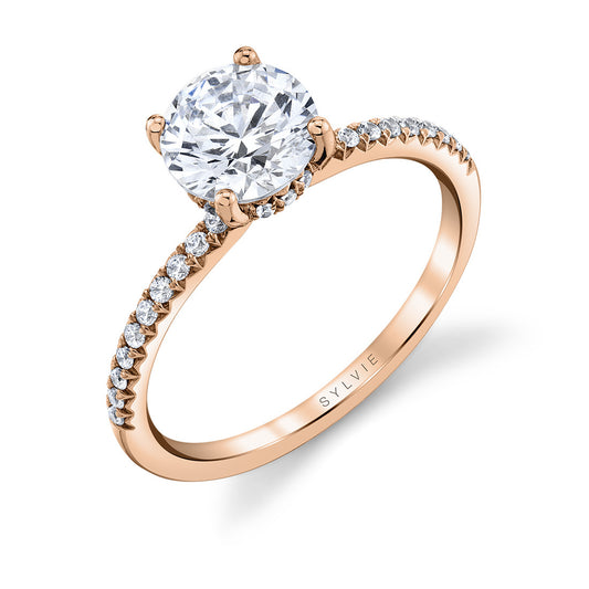 Sylvie Round Cut Classic Hidden Halo Engagement Ring - Blythe