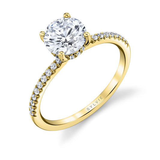 Sylvie Round Cut Classic Hidden Halo Engagement Ring - Blythe