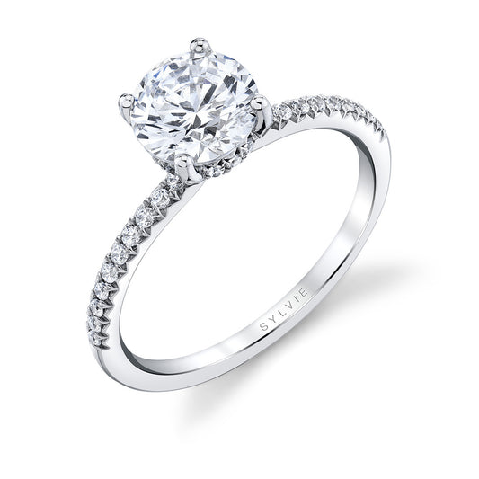 Sylvie Round Cut Classic Hidden Halo Engagement Ring - Blythe