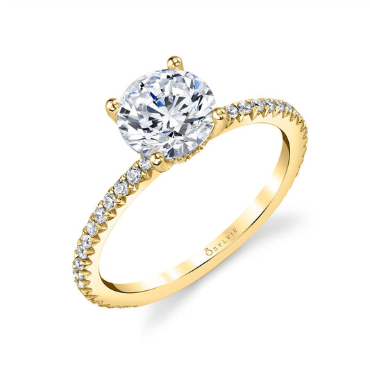 Sylvie Round Cut Classic Hidden Halo Engagement Ring - Bylthe
