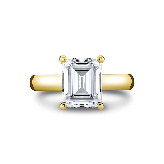Sylvie Emerald Cut Wide Band Solitaire Engagement Ring - Mila