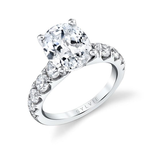 Sylvie Oval Cut Thick Classic Engagement Ring - Darla