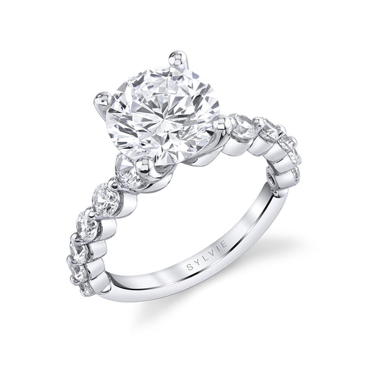 Sylvie Round Cut Single Prong Diamond Engagement Ring – Cleo