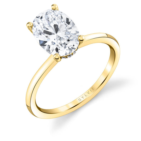 Sylvie Oval Cut Solitaire Hidden Halo Engagement Ring - Sable