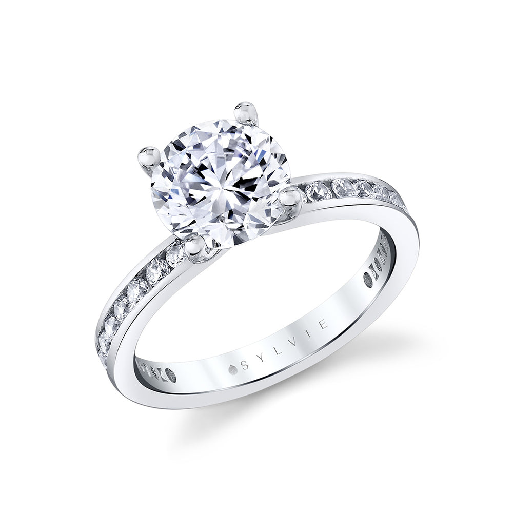 Sylvie Auravie Channel Set Round Diamond Engagement Ring - Danika