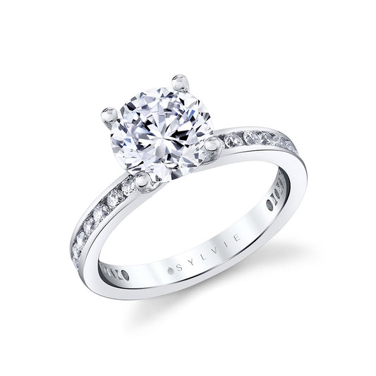 Sylvie Auravie Channel Set Round Diamond Engagement Ring - Danika