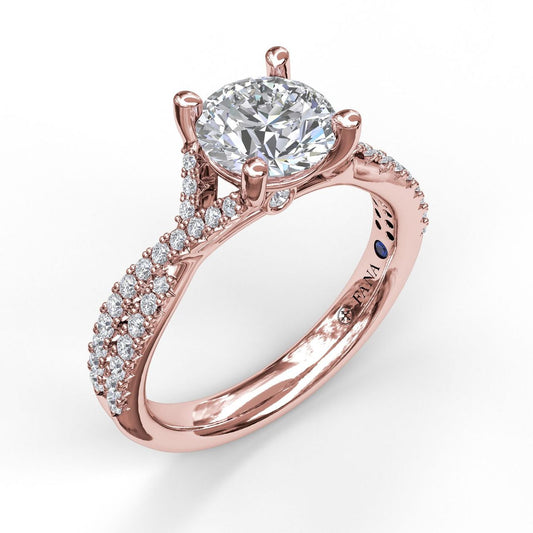 Delicate Late Twist Diamond Engagement Ring