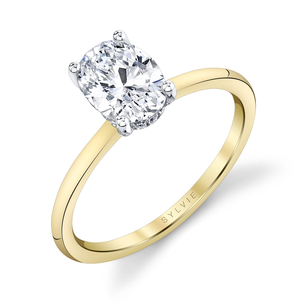 Sylvie Oval Cut Solitaire Hidden Halo Engagement Ring - Karlie