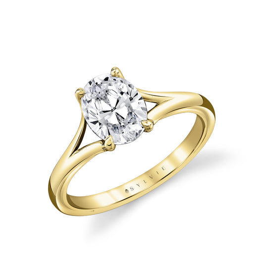 Sylvie Iconelle Solitaire Shell Taper Engagement Ring - Vera
