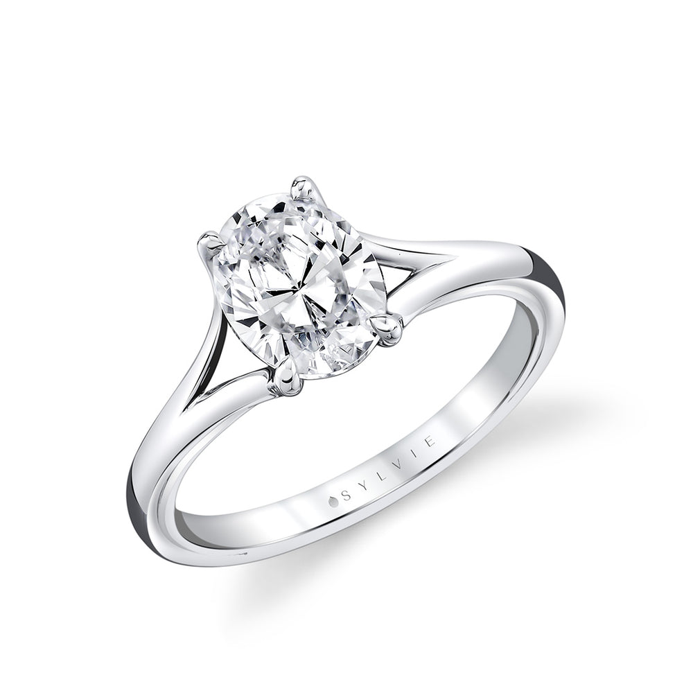 Sylvie Iconelle Solitaire Shell Taper Engagement Ring - Vera