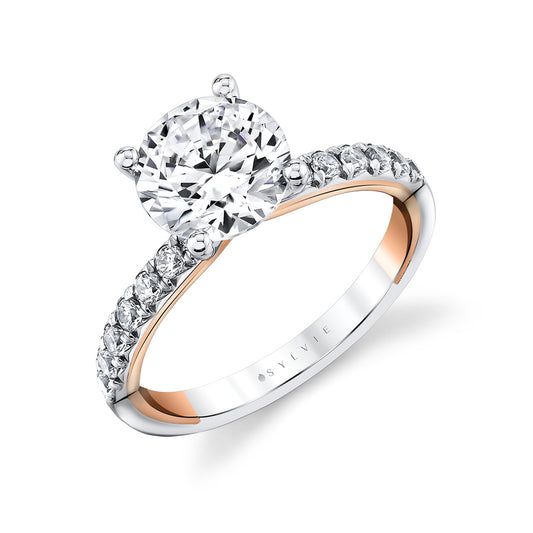 Sylvie Iconelle Halfway Pinch Two Tone Engagement Ring - Katya