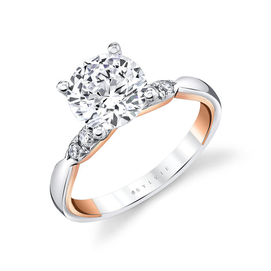 Sylvie Iconelle Quarterway Pinch Two Tone Engagement Ring - Corinne