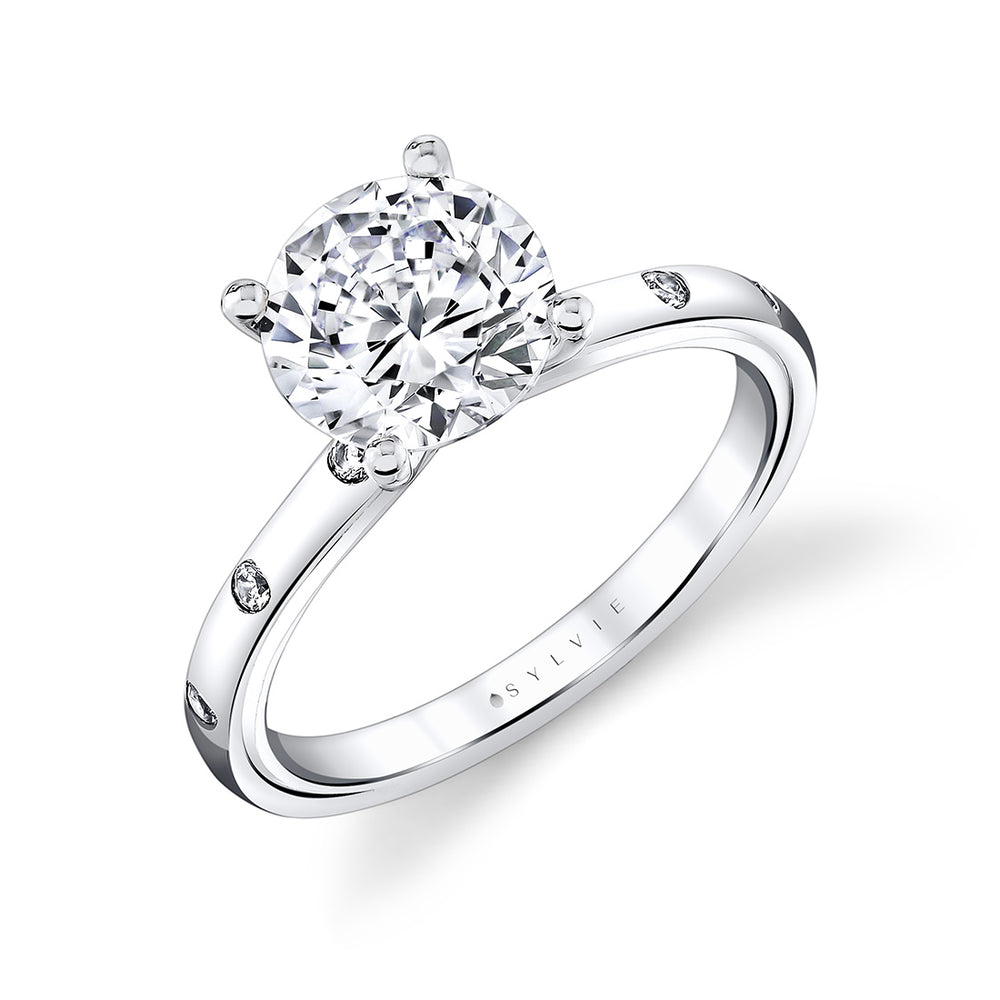 Sylvie Iconelle Flush Set Round Engagement Ring - Sedona