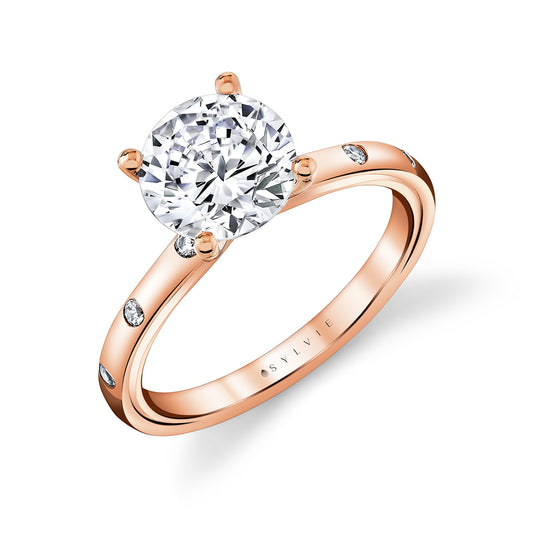 Sylvie Iconelle Flush Set Round Engagement Ring - Sedona