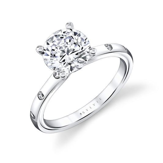 Sylvie Iconelle Flush Set Round Engagement Ring - Sedona
