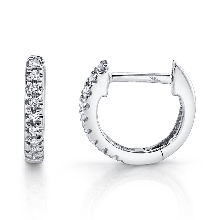 0.04CT 14K W/G DIAMOND MINI HUGGIE EARRING