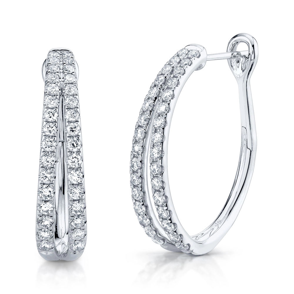 1.05CT 14K W/G DIAMOND OVAL HOOP EARRING
