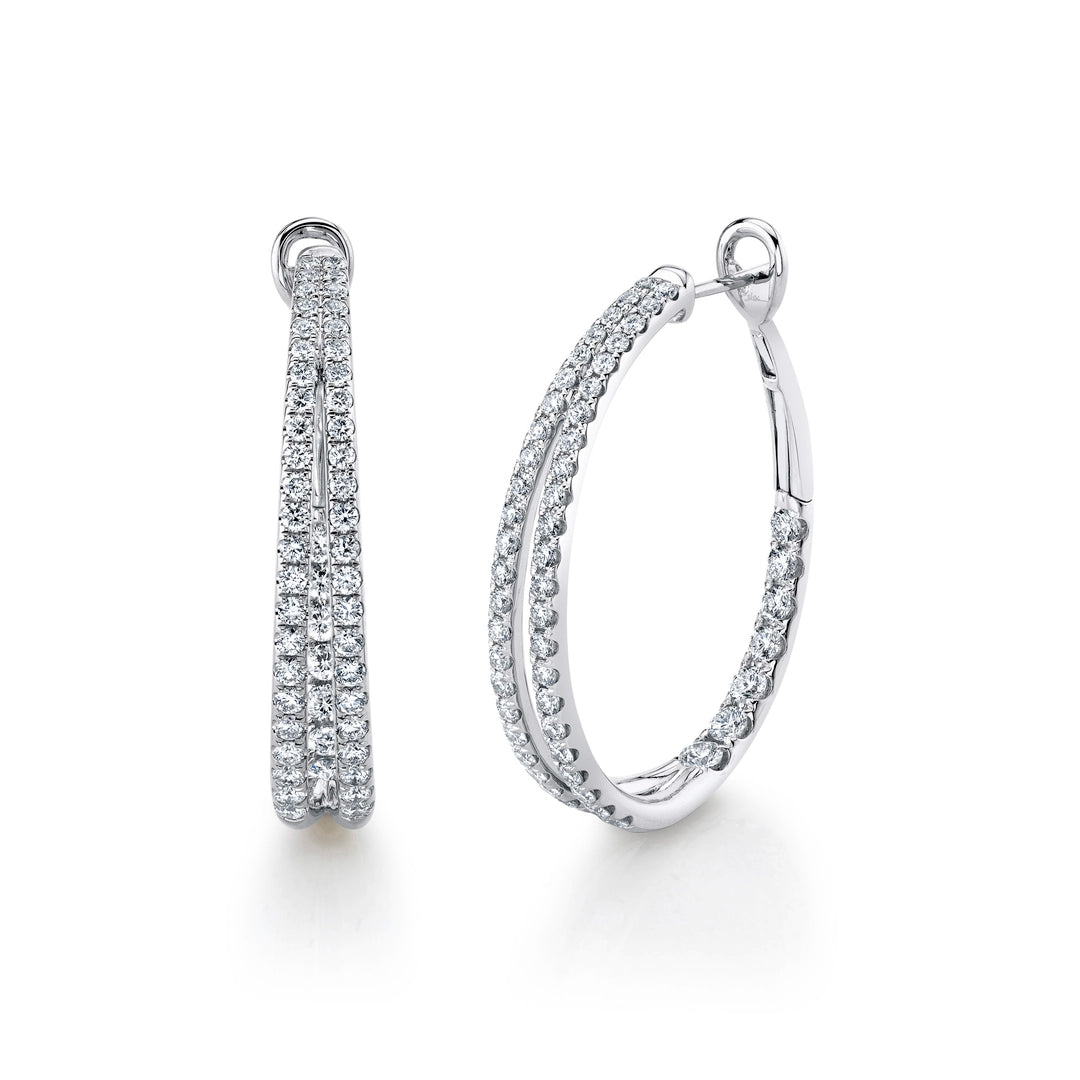 2.67CT 14K W/G DIAMOND OVAL HOOP EARRING