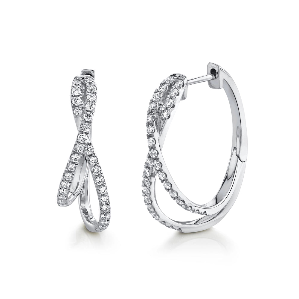 0.57CT 14K W/G DIAMOND OVAL HOOP EARRING