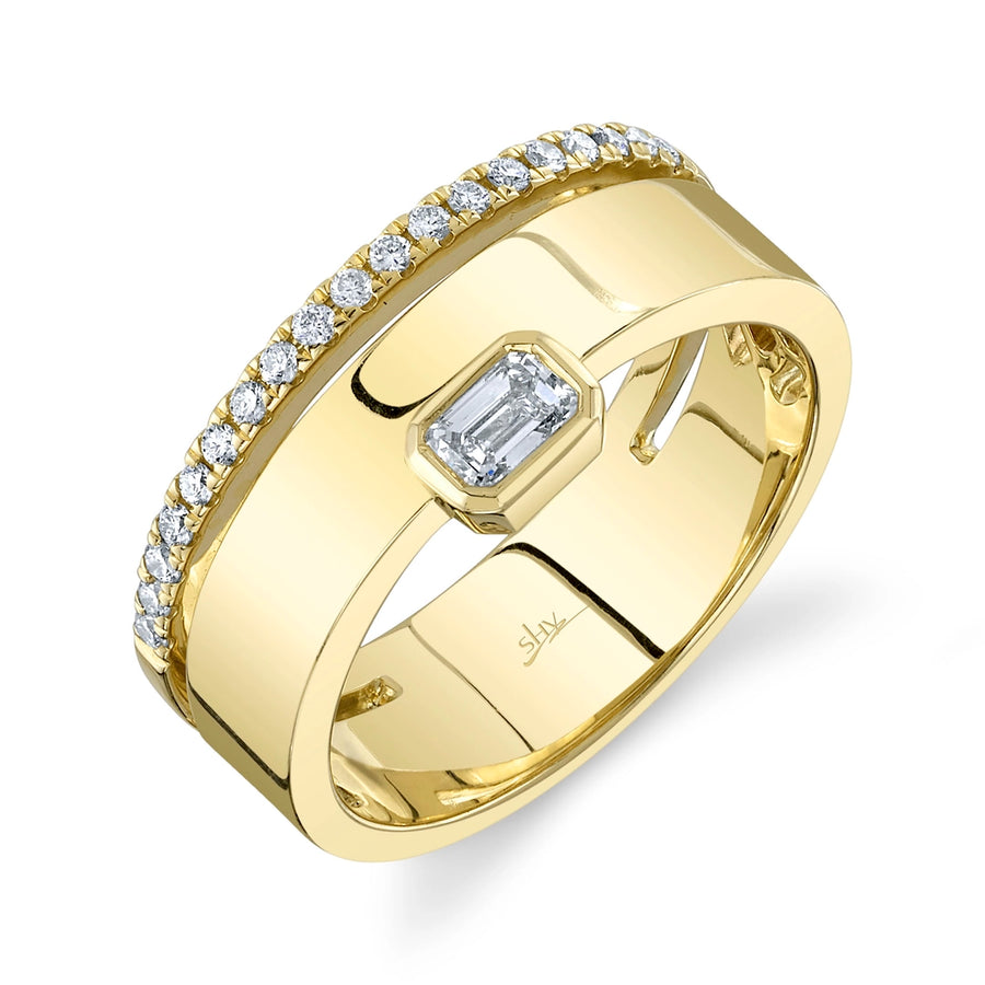 0.39CT 14K Y/G DIAMOND EMERALD LADY'S BAND