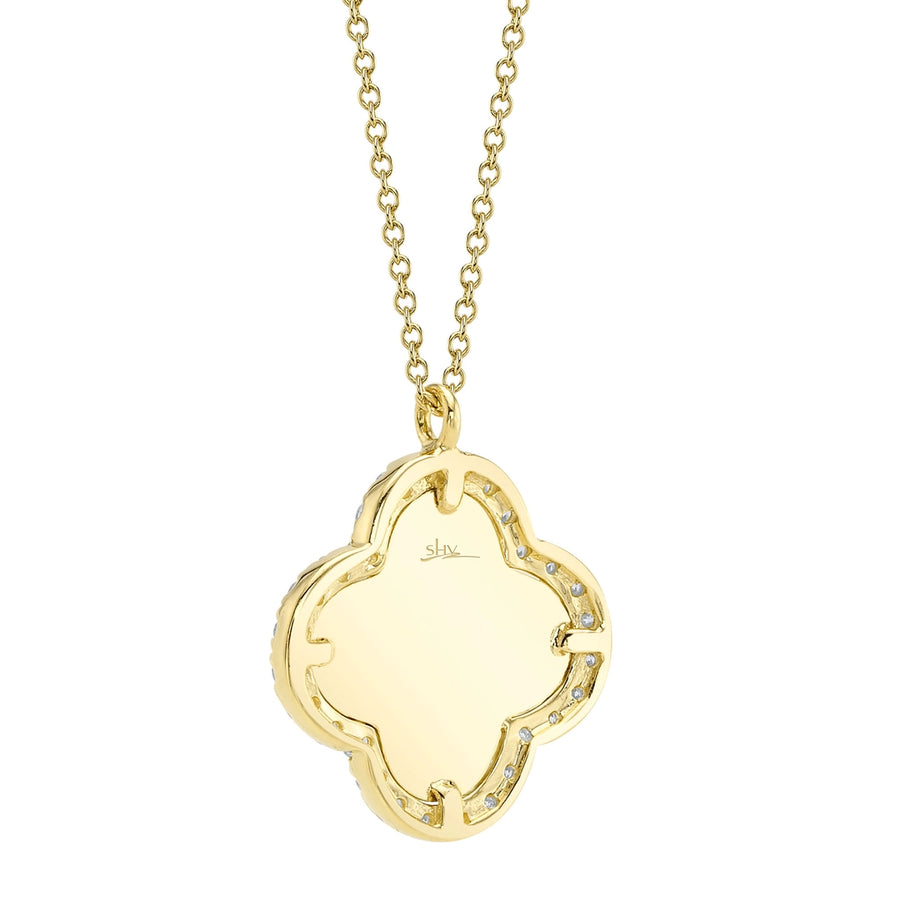 0.22CT 14K Y/G DIAMOND RIBBED CLOVER NECKLACE