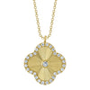 0.22CT 14K Y/G DIAMOND RIBBED CLOVER NECKLACE