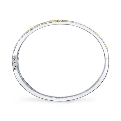 1.06CT 14K2T W/Y DIAMOND RIBBED BANGLE