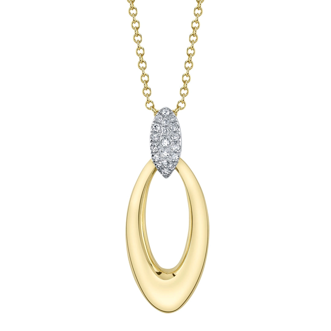 0.05CT 14K2T Y/W DIAMOND OVAL NECKLACE