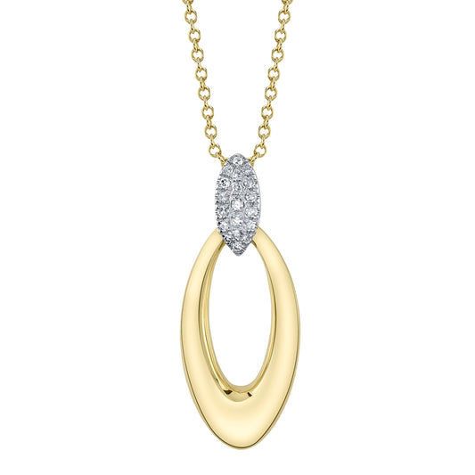 0.05CT 14K2T Y/W DIAMOND OVAL NECKLACE