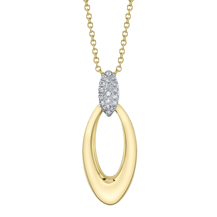 0.05CT 14K2T Y/W DIAMOND OVAL NECKLACE