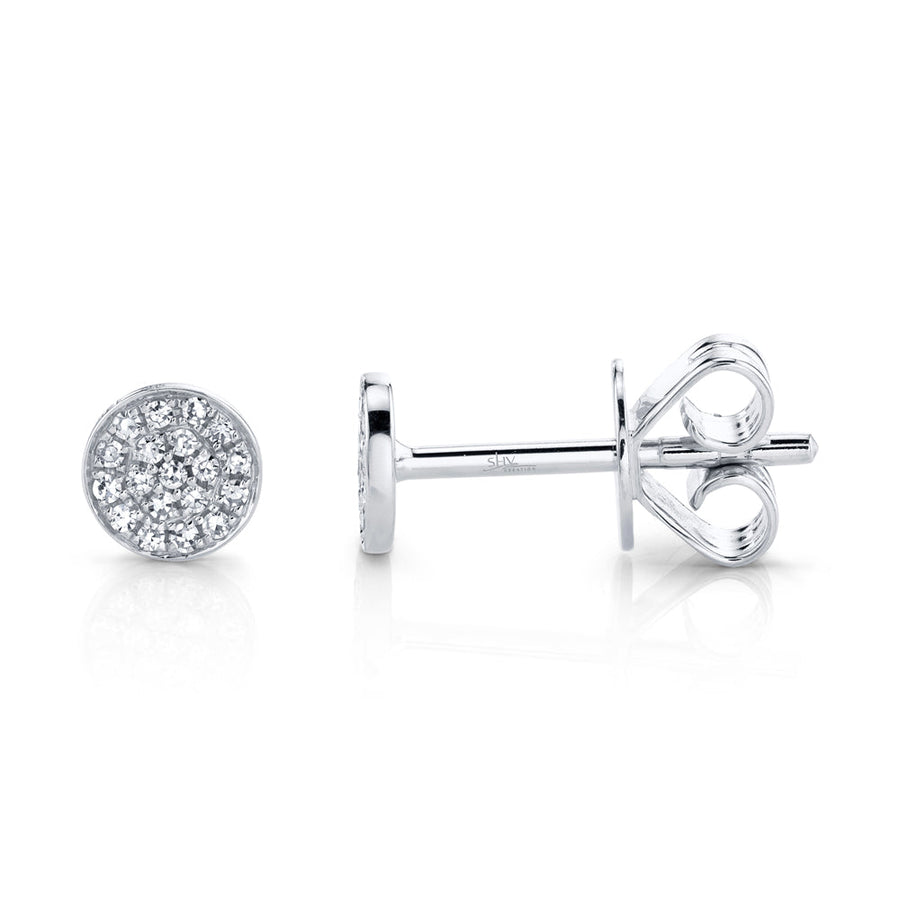 0.07CT 14K W/G DIAMOND PAVE CIRCLE STUD EARRING