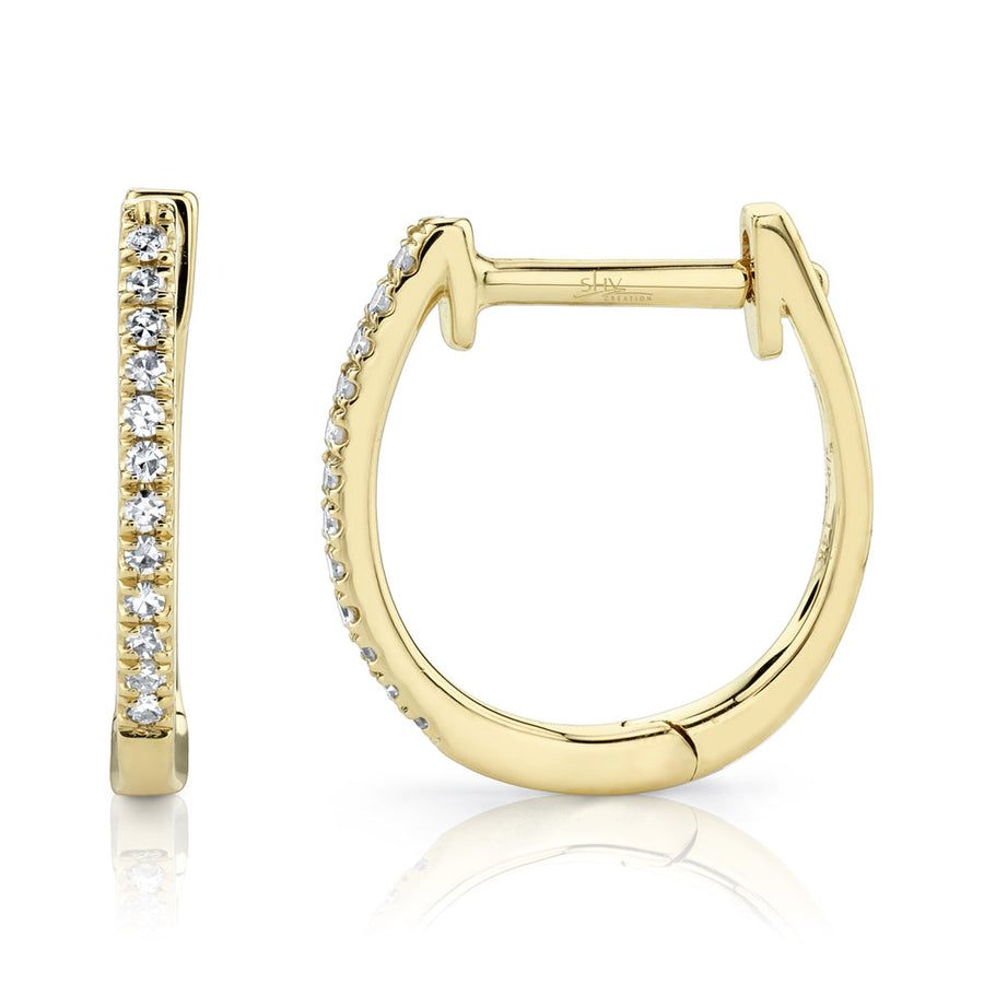 0.08CT 14K Y/G DIAMOND HUGGIE EARRING