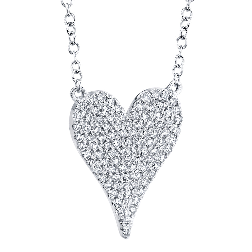 0.21CT 14K W/G DIAMOND PAVE HEART NECKLACE