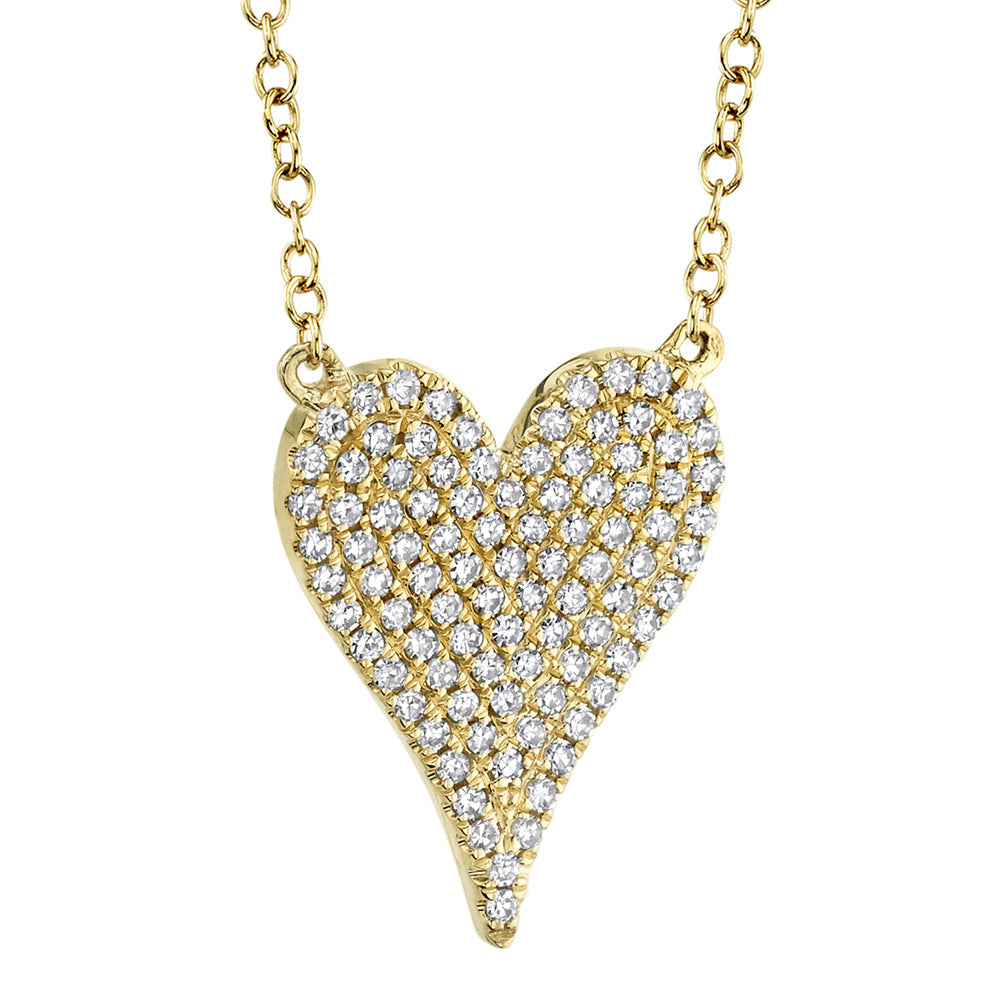 0.21CT 14K Y/G DIAMOND PAVE HEART NECKLACE