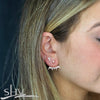 0.08CT 14K Y/G DIAMOND BAR STUD EARRING