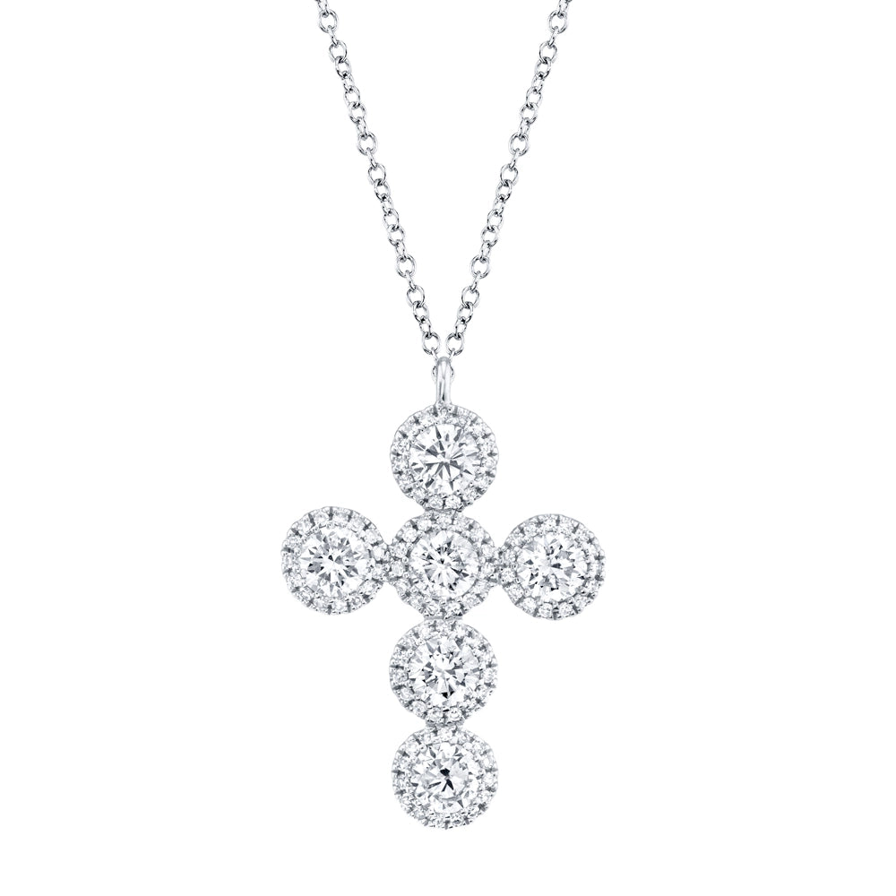 1.42CT 14K W/G DIAMOND CROSS NECKLACE