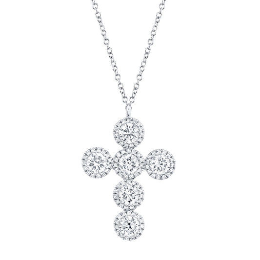 1.42CT 14K W/G DIAMOND CROSS NECKLACE