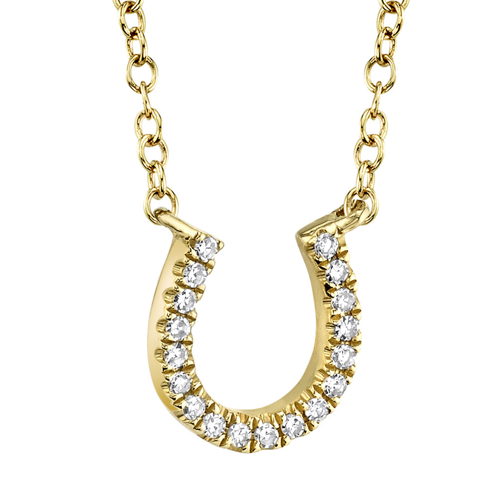 0.06CT 14K Y/G DIAMOND HORSESHOE NECKLACE