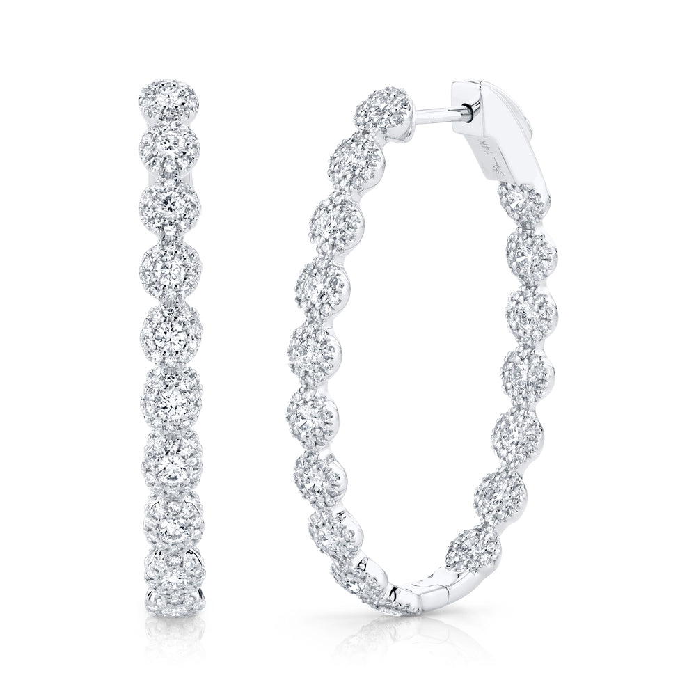 2.05CT 14K W/G DIAMOND OVAL HOOP EARRING