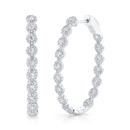2.05CT 14K W/G DIAMOND OVAL HOOP EARRING